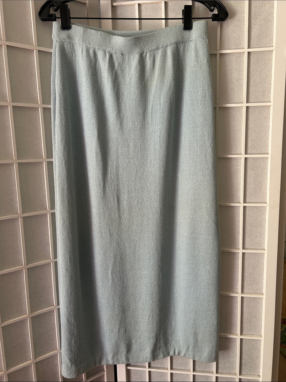 St. John Light Blue Textured Midi Skirt - Picture 3 of 4
